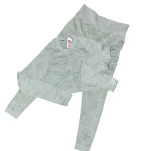 Gymshark Seamless Mint Green Top and Legging Fitness Set High Waist 28 Large Top